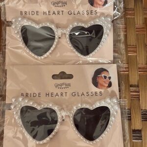 White Heart-Shaped Bride Glasses - list price $20 for one or $35 for two